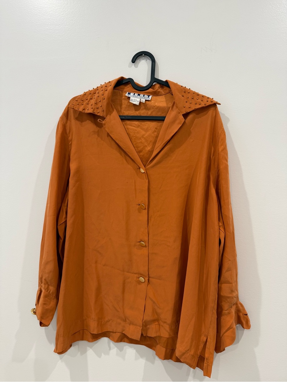 Studded Collar Button-Down Shirt in Rust